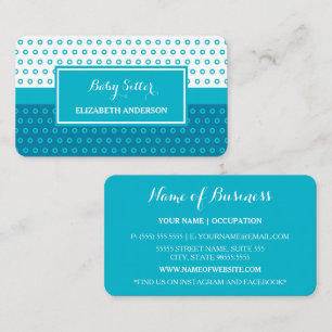 Teal Polka Dot Babysitter Business Card