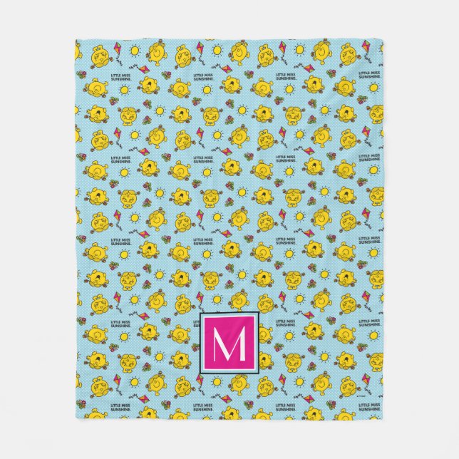 Teal Polka Dot Pattern | Monogram Fleece Blanket (Front)