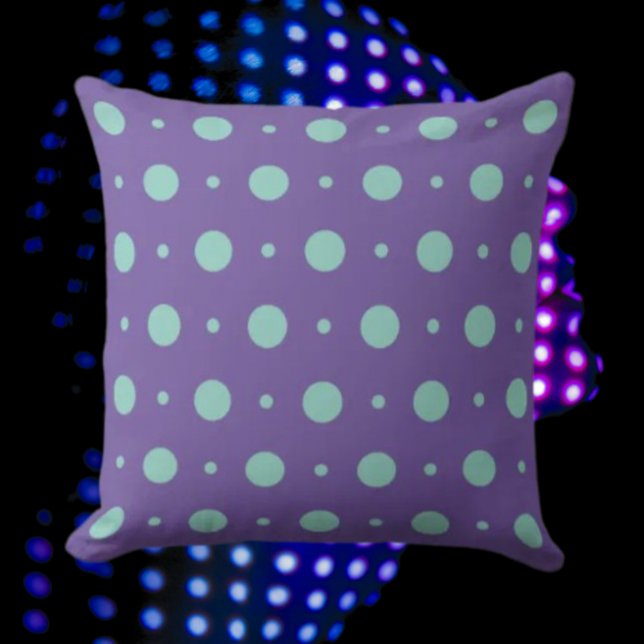 Teal Polka Dot Throw Pillow – Retro Purple Vibes (Creator Uploaded)