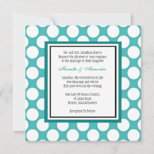 Teal Polka Dot Wedding Invitation