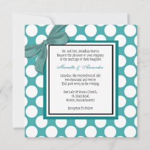 Teal Polka Dot Wedding Invitation