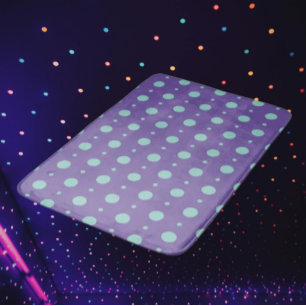 Teal Polka Dots on Purple Bath Mat