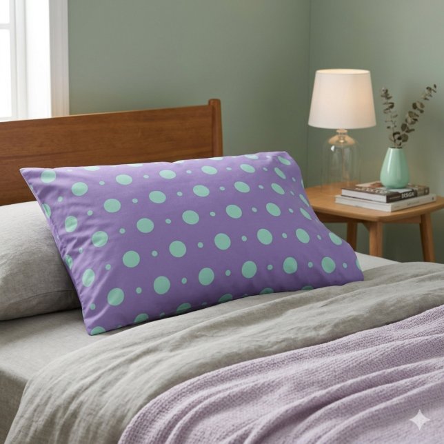 Teal Polka Dots on Purple Pillowcase (Creator Uploaded)