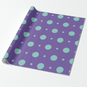 Teal Polka Dots on Purple Wrapping Paper – Bold