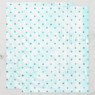 Teal Polka Dots on White Turquoise Scrapbook Paper