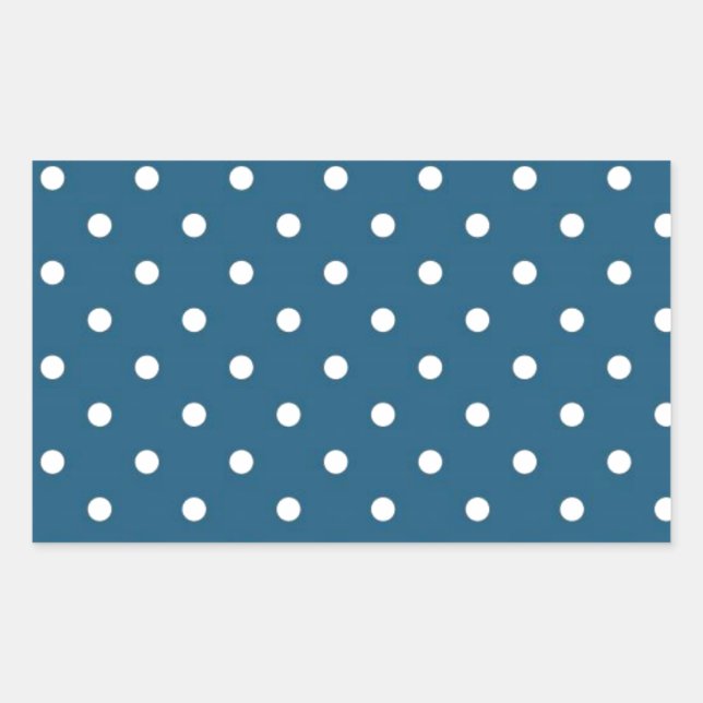 Teal Polka Dots Rectangular Sticker (Front)