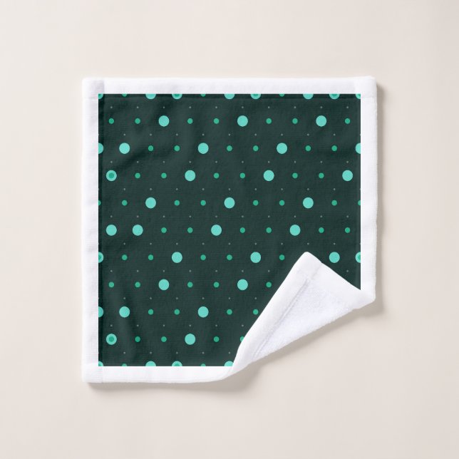 Teal Polka Dots Seamless Pattern Bath Towel Set (Wash Cloth)