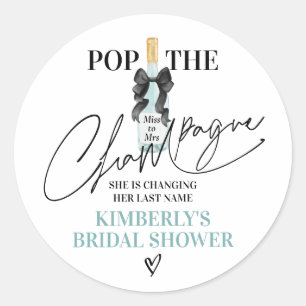 Teal Pop The Champagne Bridal Shower Classic Round Sticker