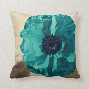 Teal Poppy Cushion