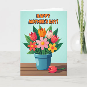 Teal Pot Mothers Day Card