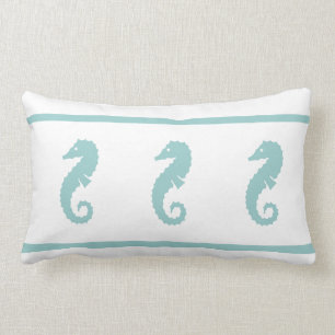 teal powder blue and white SEAHORSE Lumbar Cushion