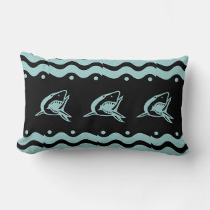 teal powder blue black Shark Lumbar Cushion