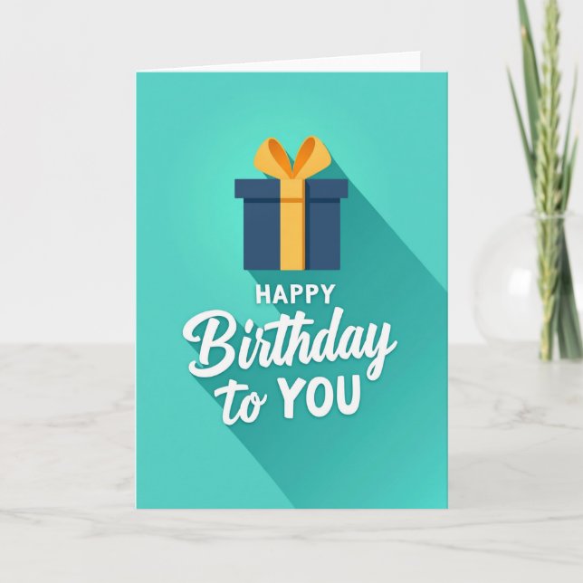 Teal Present Birthday Card (Front)
