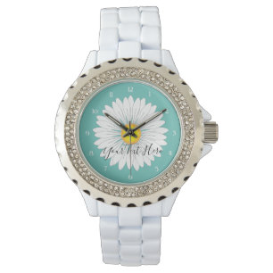 Teal Pretty Little Daisy Custom Rhinestone eWatch Watch