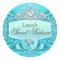 Teal Princess Tiara & Damask Sweet 16 Sticker