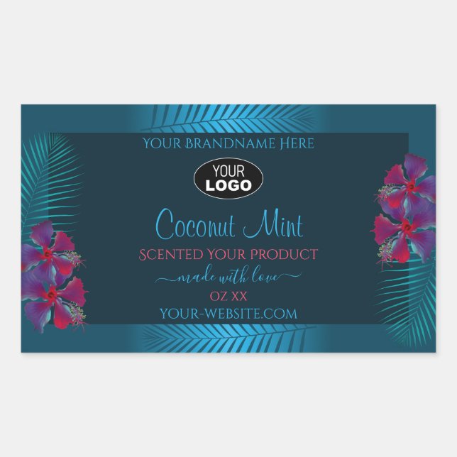 Teal Product Labels Purple Red Hawaii Flowers Logo (Front)