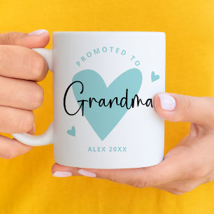 Teal Promoted to Grandma Heart Baby Boy Coffee Mug