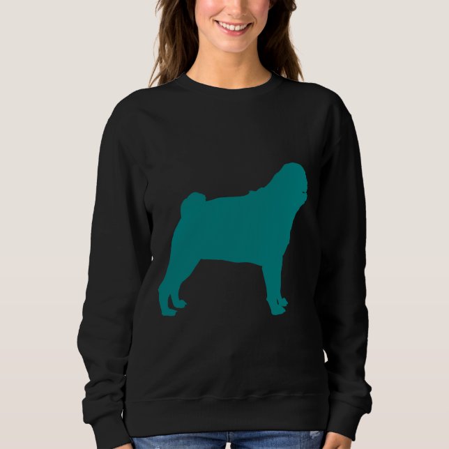 Teal Pug Silhouette Classic T-Shirt 708 Sweatshirt (Front)