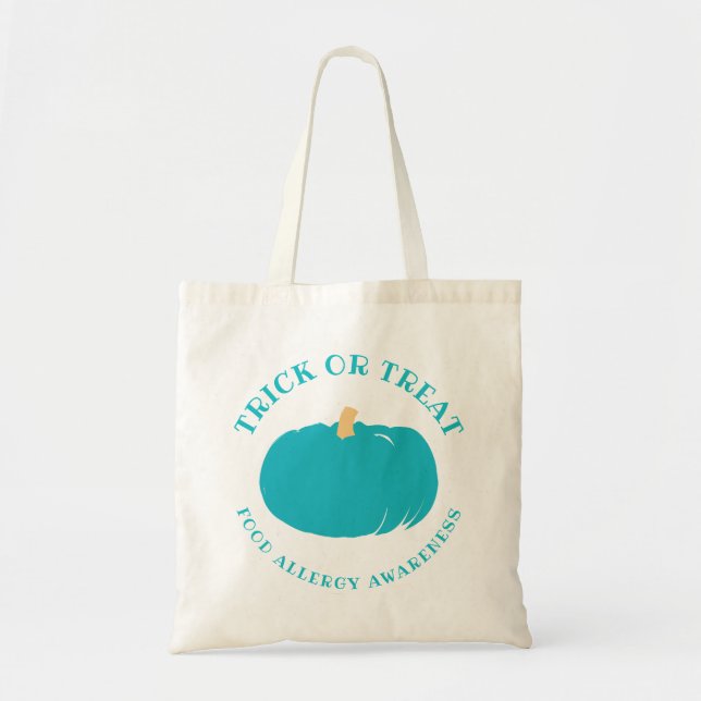 Teal Pumpkin Kids Food Allergy Awareness Halloween Tote Bag (Front)