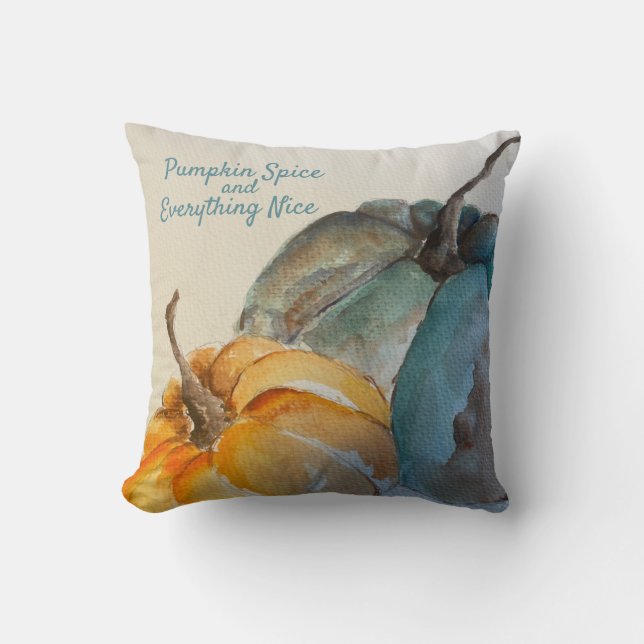Teal Pumpkin Throw Pillow (Front)