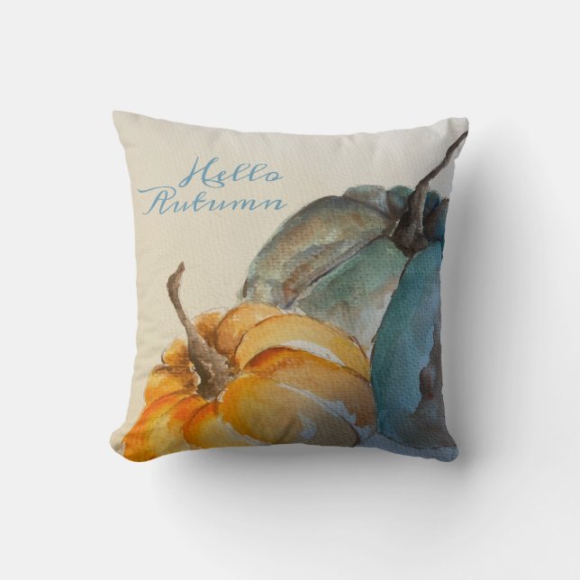 Teal Pumpkin Throw Pillow (Front)