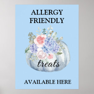 Teal Pumpkin Watercolor Allergy Friendly Treats Poster