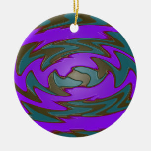 teal purple abstract art ceramic tree decoration