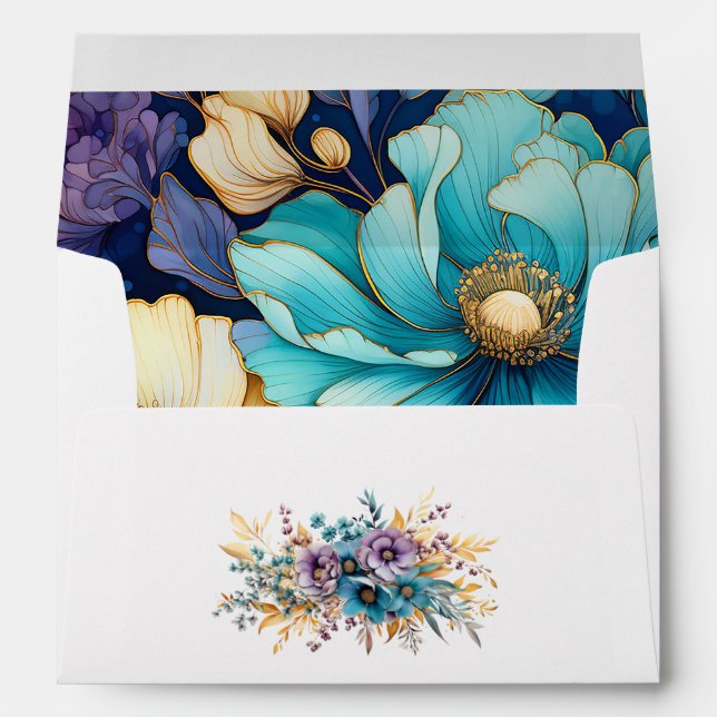 Teal, Purple, and Gold Floral Envelope (Back (Bottom))