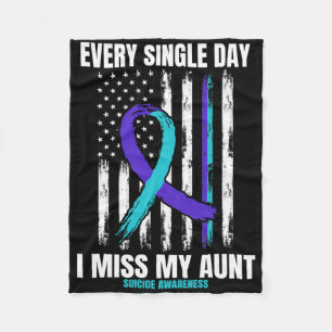 Teal Purple Aunt Suicide Awareness Prevention Amer Fleece Blanket