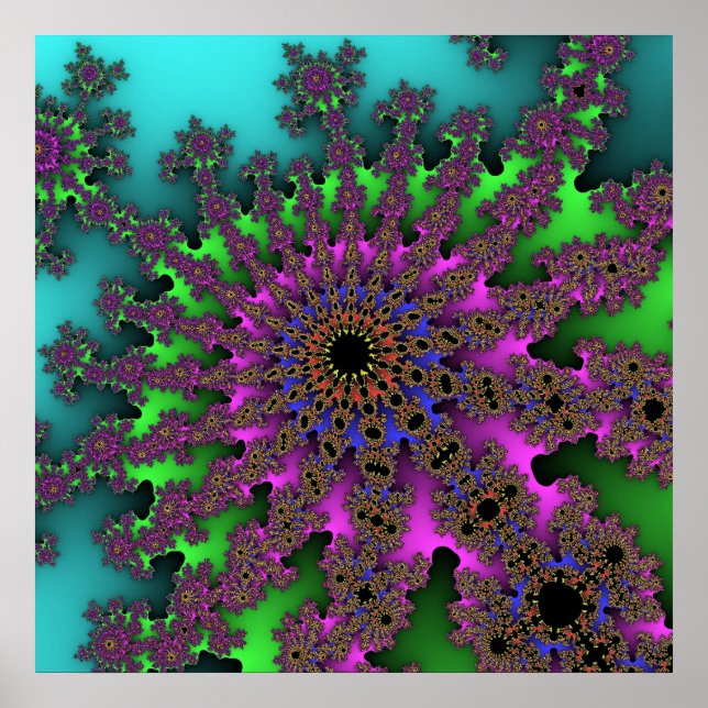 Teal Purple Burst Poster (Front)