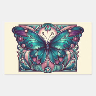 Teal & Purple Butterfly 5 Rectangular Sticker