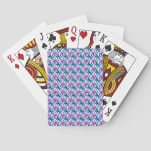 Teal purple butterfly floral pattern playing cards