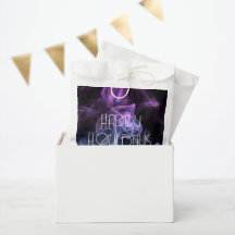 Teal Purple Coloured Smoke Happy Holidays