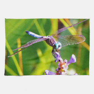 Teal & purple Dragonfly Tea Towel
