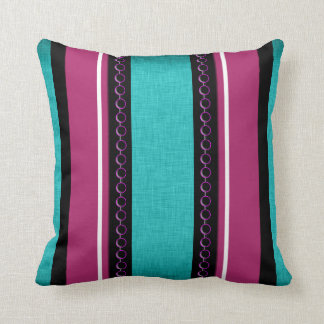 Teal purple funky stripes cushion