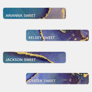 Teal, Purple & Gold Abstract Alcohol Ink Name