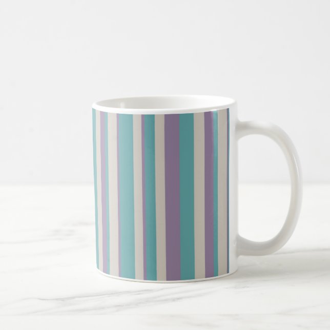 Teal Purple Gray Striped Mug (Right)
