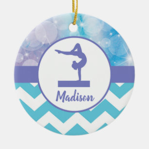 Teal Purple Gymnastics Ornament