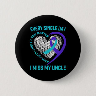 Teal Purple Heart Uncle Suicide Awareness Preventi 6 Cm Round Badge
