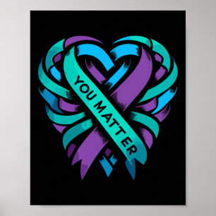 Teal Purple Heart You Problem Suicide Prevention A Poster