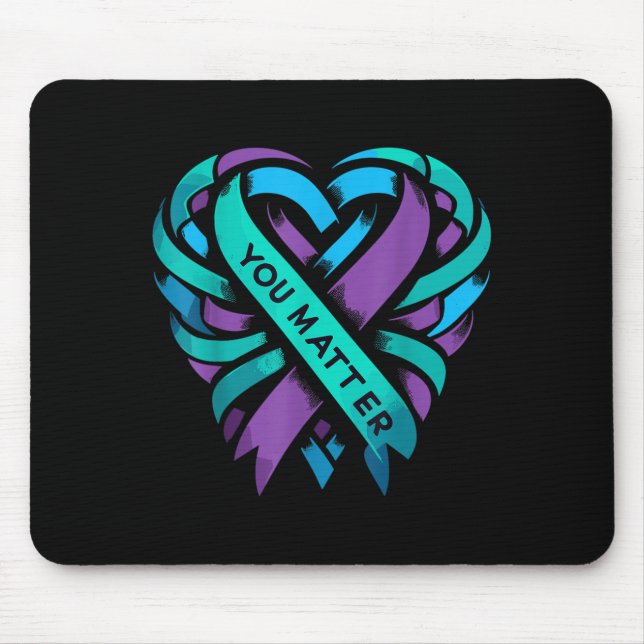 Teal Purple Heart You Suicide Prevention Awareness Mouse Pad (Front)