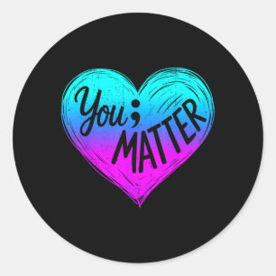 Teal Purple Heart Your Matter Prevention Awareness Classic Round Sticker