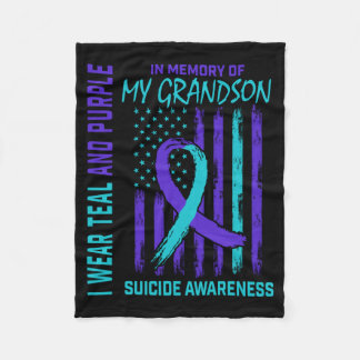 Teal Purple In Memory Of Grandson Awareness Usa Fleece Blanket