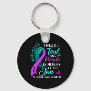 Teal Purple In Memory Of My Son Suicide Awareness Key Ring