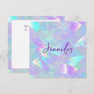 Teal & Purple Iridescent Design, Name & Message Invitation