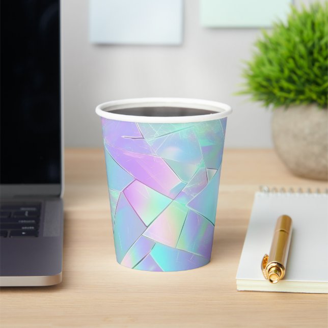 Teal & Purple Iridescent Design Paper Cups (Insitu)