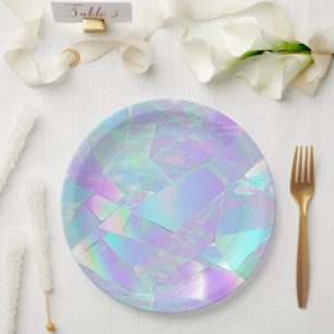 Teal & Purple Iridescent Design Paper Plate