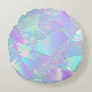 Teal & Purple Iridescent Design Round Cushion