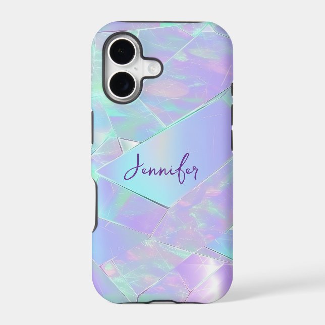 Teal & Purple Iridescent Design, Script Name (Back)