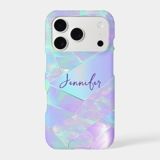 Teal & Purple Iridescent Design, Script Name (Back)